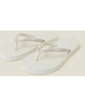 Accessorize Crystal Embellished Flip Flops - Natural