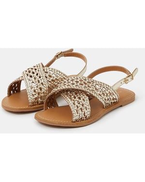 Accessorize Woven Metallic Cross-Strap Sandals - White