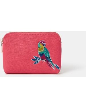 Accessorize Embroidered Parrot Coin Purse - Pink