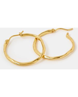 Accessorize 14Ct-Plated Molten Hoop Earrings - Metallic