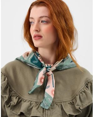 Accessorize Palm Print Square Satin Scarf - Green