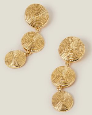 Accessorize Spiral Disc Drop Earrings - Metallic