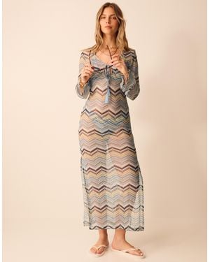 Accessorize Zigzag Crochet Maxi Dress - Blue