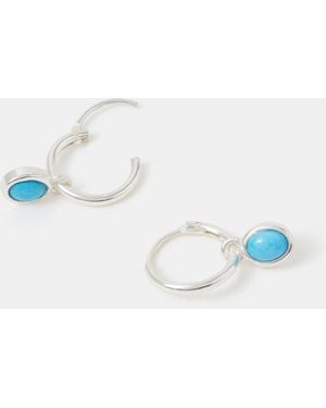 Accessorize Sterling Healing Stone Hoop Earrings - Blue