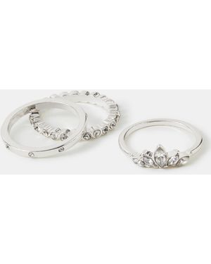 Accessorize 3-Pack Diamanté Stacking Rings - Blue