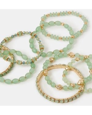 Accessorize 11-Pack Bead Stretch Bracelets - Green