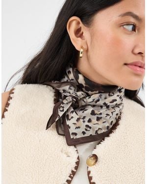 Accessorize Animal Print Square Satin Scarf - Black