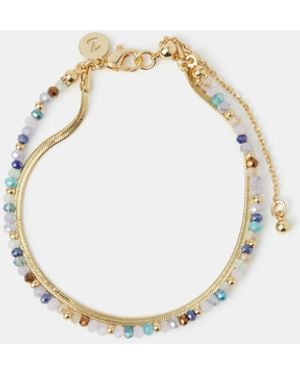 Accessorize 14Ct-Plated Beaded Layered Bracelet - Natural