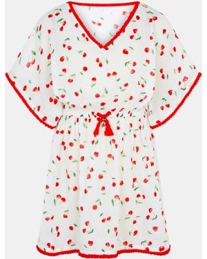 Accessorize Cherry Print Kaftan - Red
