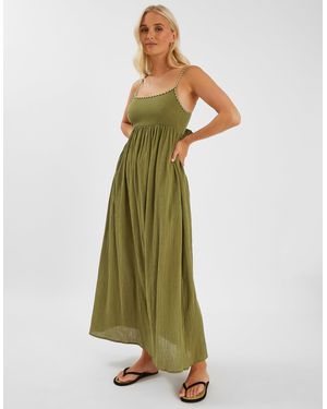 Accessorize Tie-Back Sleeveless Maxi Dress - Green