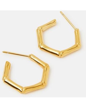 Accessorize Stainless Steel Bamboo Hoop Earrings - Metallic