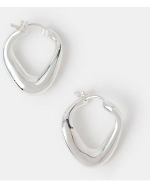 Accessorize Sterling-Plated Oval Hoop Earrings - White
