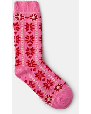 Accessorize Fair Isle Print Bed Socks - Pink