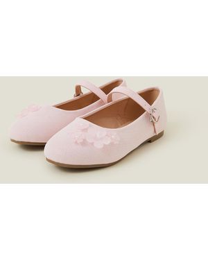 Accessorize Flower Glitter Strappy Ballet Flats - Natural