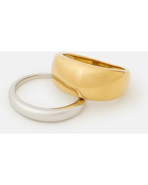 Accessorize 2-Pack Stainless Steel Mixed Metal Rings - Natural