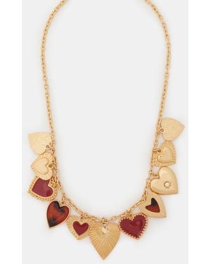 Accessorize Statement Heart Charm Necklace - White