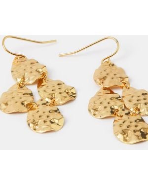 Accessorize Textured Disc Drop Earrings - Metallic