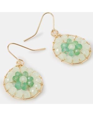 Accessorize Aashiana Bead Round Drop Earrings - Green