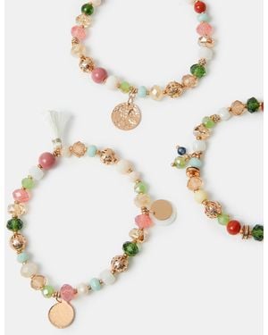 Accessorize 3-Pack Mix Bead Bracelet - Metallic