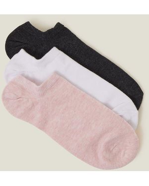 Accessorize Cotton 3-Pack Trainer Socks - Pink