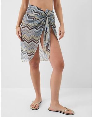 Accessorize Zig Zag Crochet Sarong - Blue
