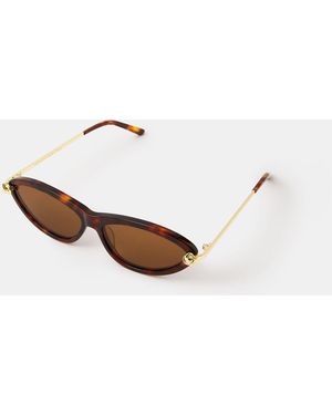 Accessorize Premium Acetate Knot Tort Cat Eye Sunglasses - White