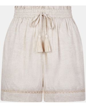 Accessorize Lace Trim Beach Shorts - Natural
