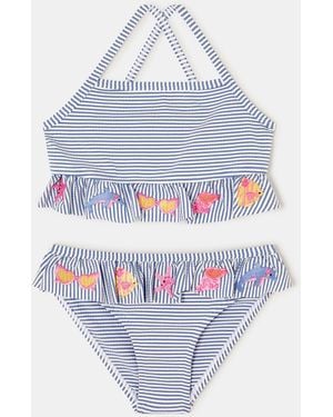 Accessorize Embroidered Stripe Bikini Set - White