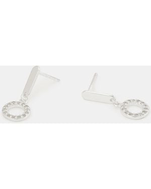 Accessorize Sterling Diamanté Circle Drop Earrings - Natural