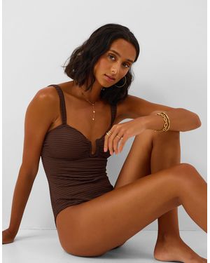 Accessorize U Bar Textured Swimsuit - Brown