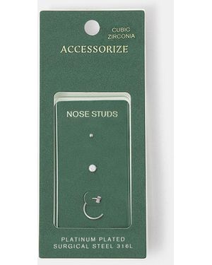 Accessorize 3-Pack Platinum-Plated Surgical Steel Flower Nose Studs - Green