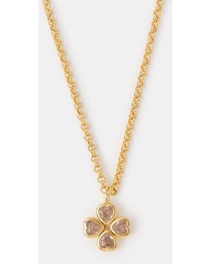 Accessorize 14Ct-Plated Clover Heart Pendant Necklace - Metallic