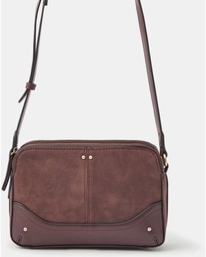 Accessorize Classic Double Zip Crossbody Bag - Purple