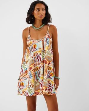Accessorize Abstract Print Mini Dress - Orange