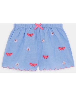 Accessorize Butterfly Flower Chambray Shorts - Blue