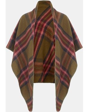 Accessorize Blanket Check Poncho - Brown