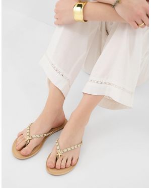 Accessorize Starfish Beaded Flip Flops - Natural
