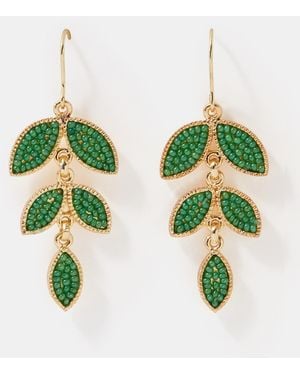 Accessorize Beaded Leaf Drop Earrings - Green