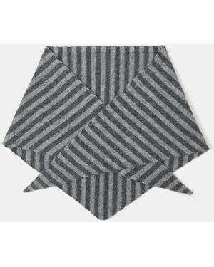Accessorize X Good Manners Stripe Knitted Triangle Scarf - Grey
