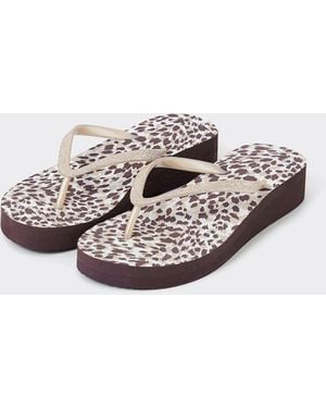 Accessorize Print Wedge Flip Flops - White