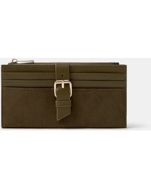 Accessorize Faux Suede Buckle Purse - Brown