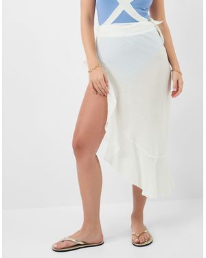 Accessorize Ruffled Ruffle Sarong Skirt - White
