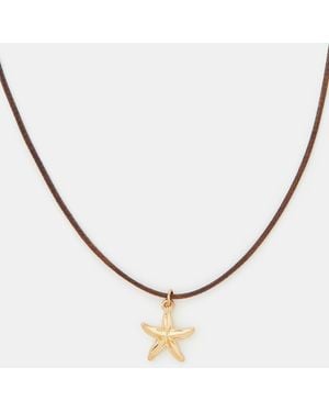 Accessorize Starfish Pendant Cord Necklace - Metallic