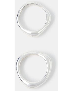 Accessorize 2-Pack Sterling-Plated Irregular Rings - White