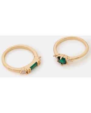 Accessorize 2-Pack Cubic Zirconia Rings - Metallic