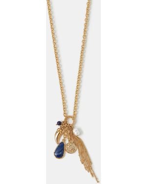 Accessorize Multi Charm Tassel Pendant Necklace - White