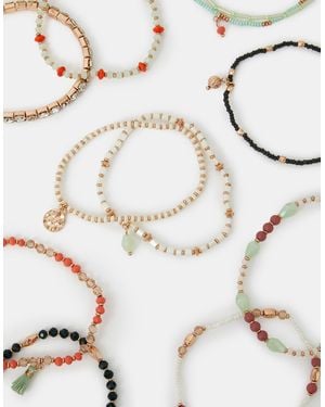 Accessorize Beaded Charm Stretch Bracelet Multipack - White