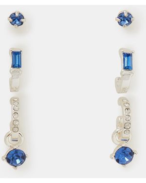 Accessorize 3-Pack Sparkle Hoop Stud Earrings - Multicolour