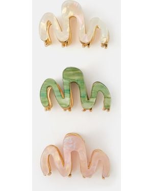 Accessorize 3-Pack Mini Resin Wiggle Claw Clips - Green