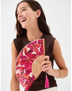 Accessorize Vibrant Floral Print Foldable Fan - Red